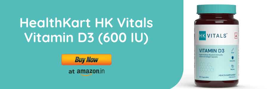 HealthKart HK Vitals Vitamin D3 (600 IU), with Sunflower Oil, Promotes Calcium Absorption, Bone Health, Muscle Strength & Immunity, 60 Vitamin D Capsules